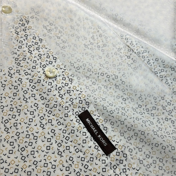 Michael Kors White Patterned Men's Shirt, EUC - Picture 4 of 5